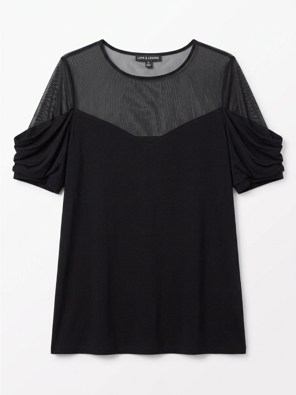Love & Legend Black Mesh Yoke Short Sleeve Top